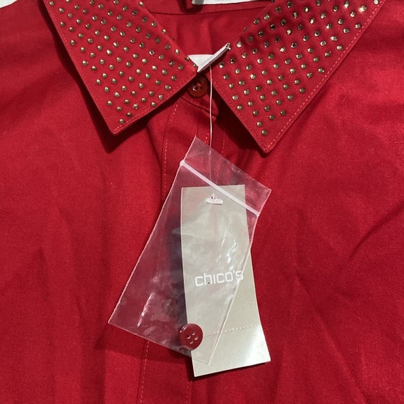 Cotton Chicos NWT Womens Button down shirt top rhinestone Collar size Large - Picture 12 of 14